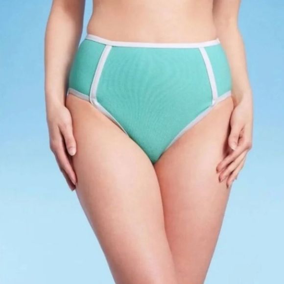 Kono Sol Terry Cloth Turquoise/White Bikini Swim Set, Removable Straps NWT XL - Picture 2 of 9